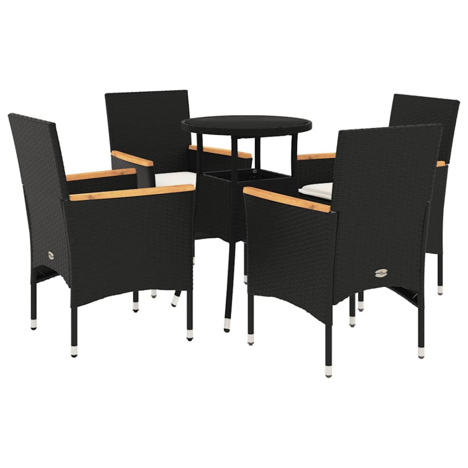 Set comedor jardín 5 pzas cojines ratán sintético vidrio