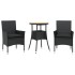 Set de comedor jardín 3 pzas con cojines ratán PE acacia