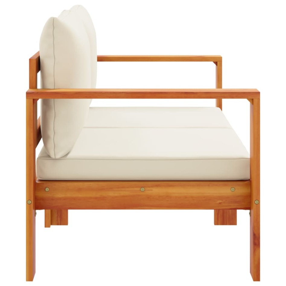 Sofá de jardín 2 plazas con cojines madera maciza de