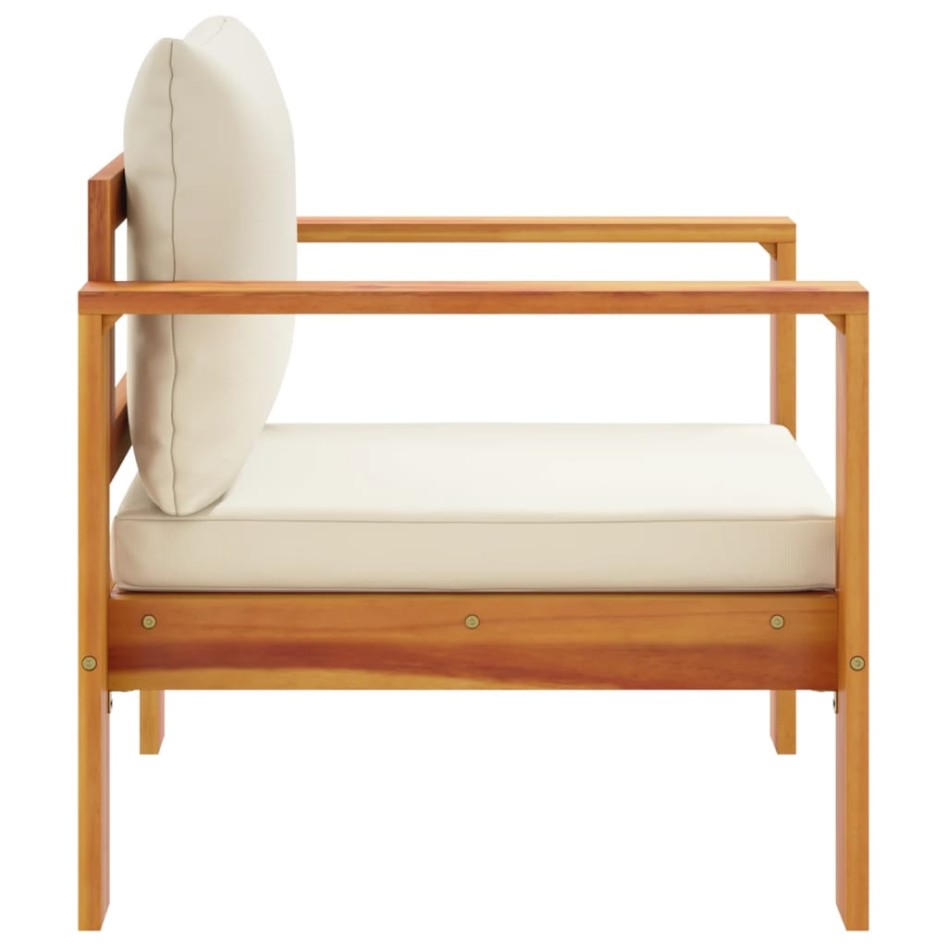 Sillón de jardín con cojines madera maciza de