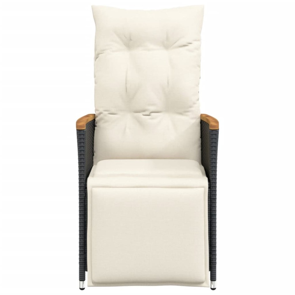 Sillón reclinable de jardín con cojines ratán sintético