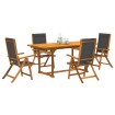 Juego comedor de jardín 5 pzas madera maciza acacia y textileno