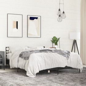 Estructura de cama madera de ingeniería y metal negro