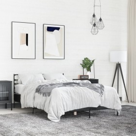 Estructura de cama madera de ingeniería y metal negro