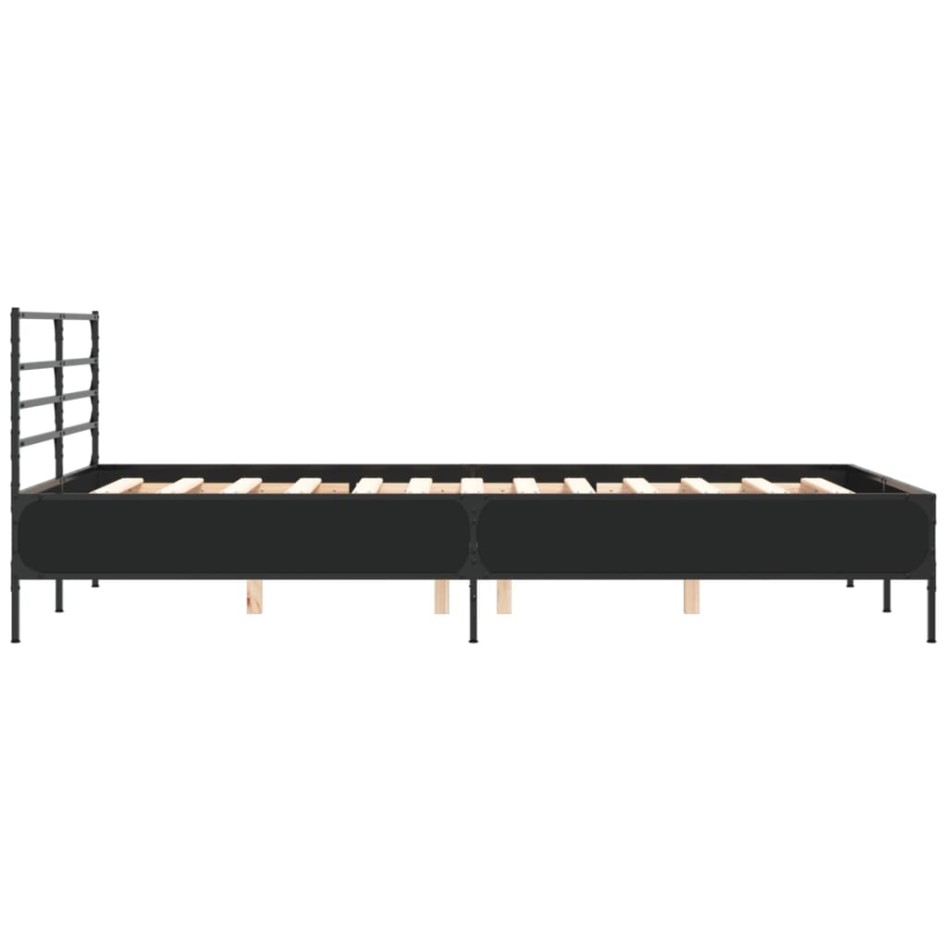 Estructura de cama madera de ingeniería y metal negro