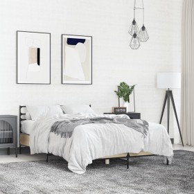 Estructura cama madera ingeniería metal roble Sonoma 140x190