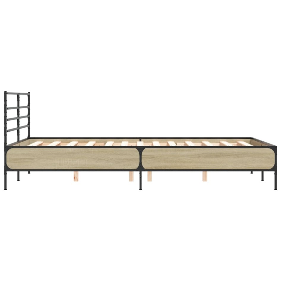 Estructura cama madera ingeniería metal roble Sonoma 140x190