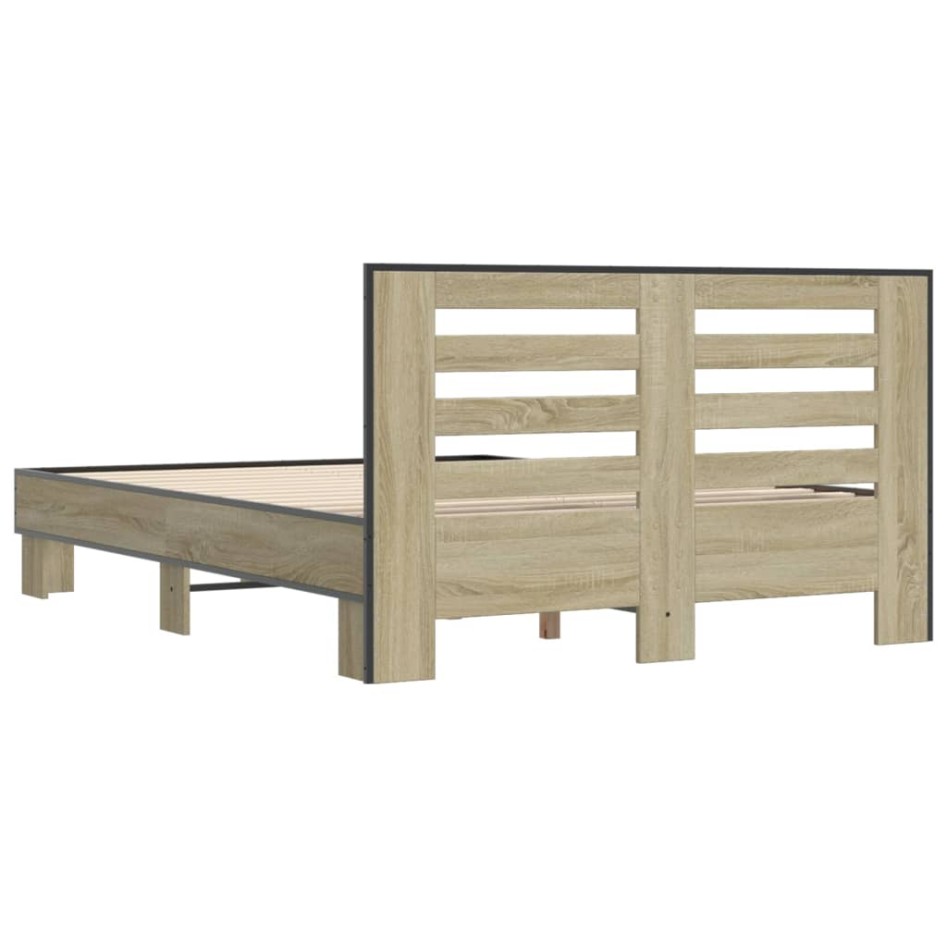 Estructura cama madera ingeniería metal roble Sonoma 140x200