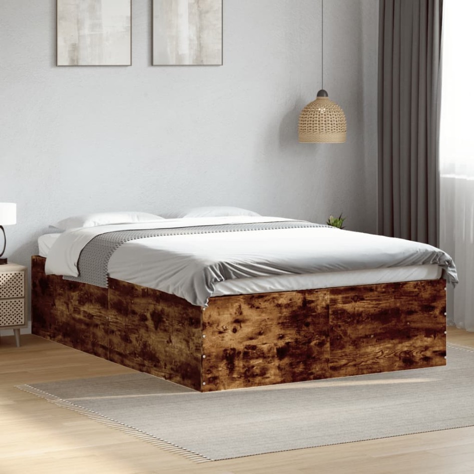 Estructura de cama madera de ingeniería roble ahumado