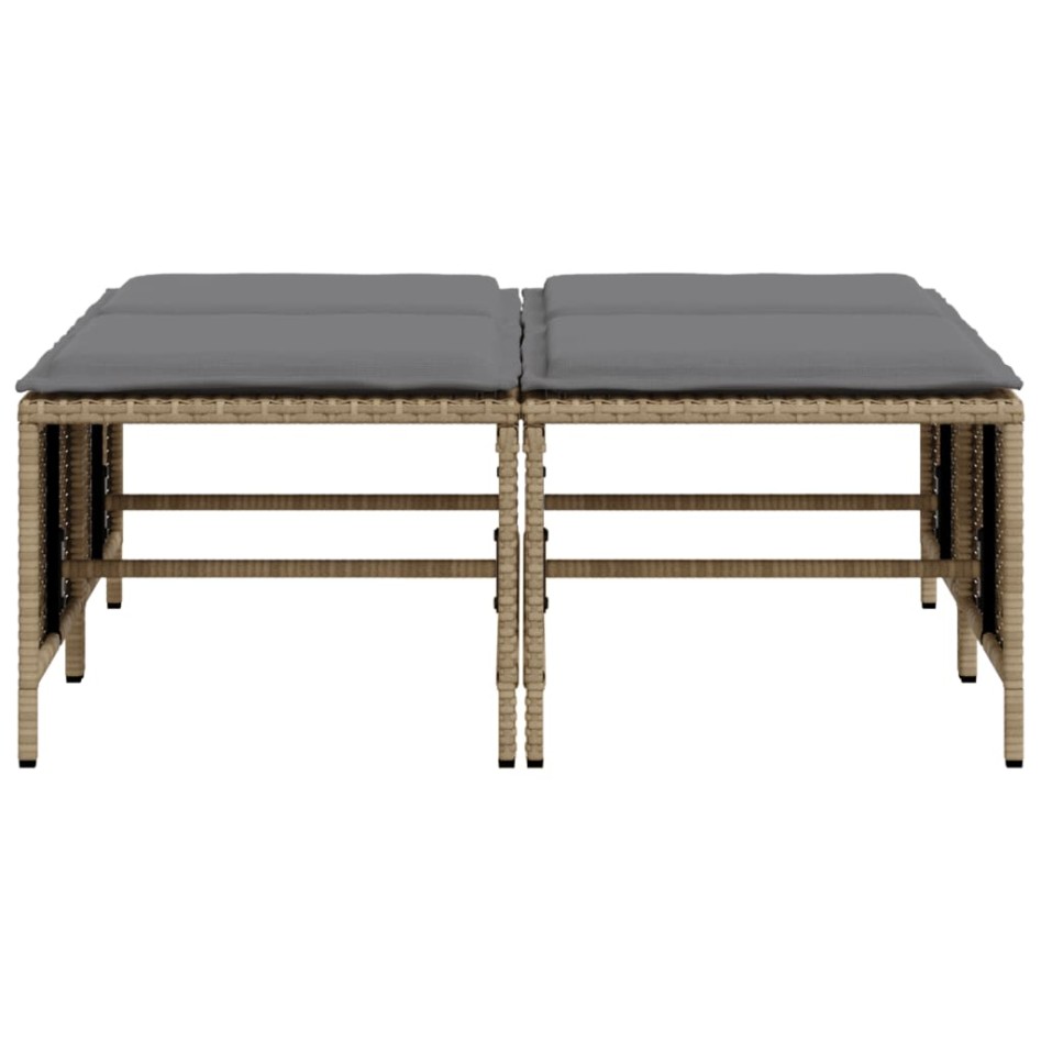 Taburetes de jardín con cojines 4 uds ratán sintético