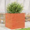 Jardinera de madera maciza de pino marrón cera 70x70x68,5 cm