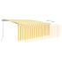 Toldo retráctil manual con persiana amarillo y blanco 4x3