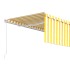 Toldo retráctil manual con persiana amarillo y blanco 4x3