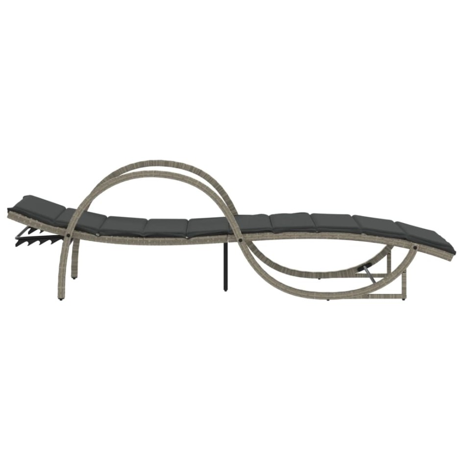 Tumbona con cojín ratán sintético gris claro 60x199x42