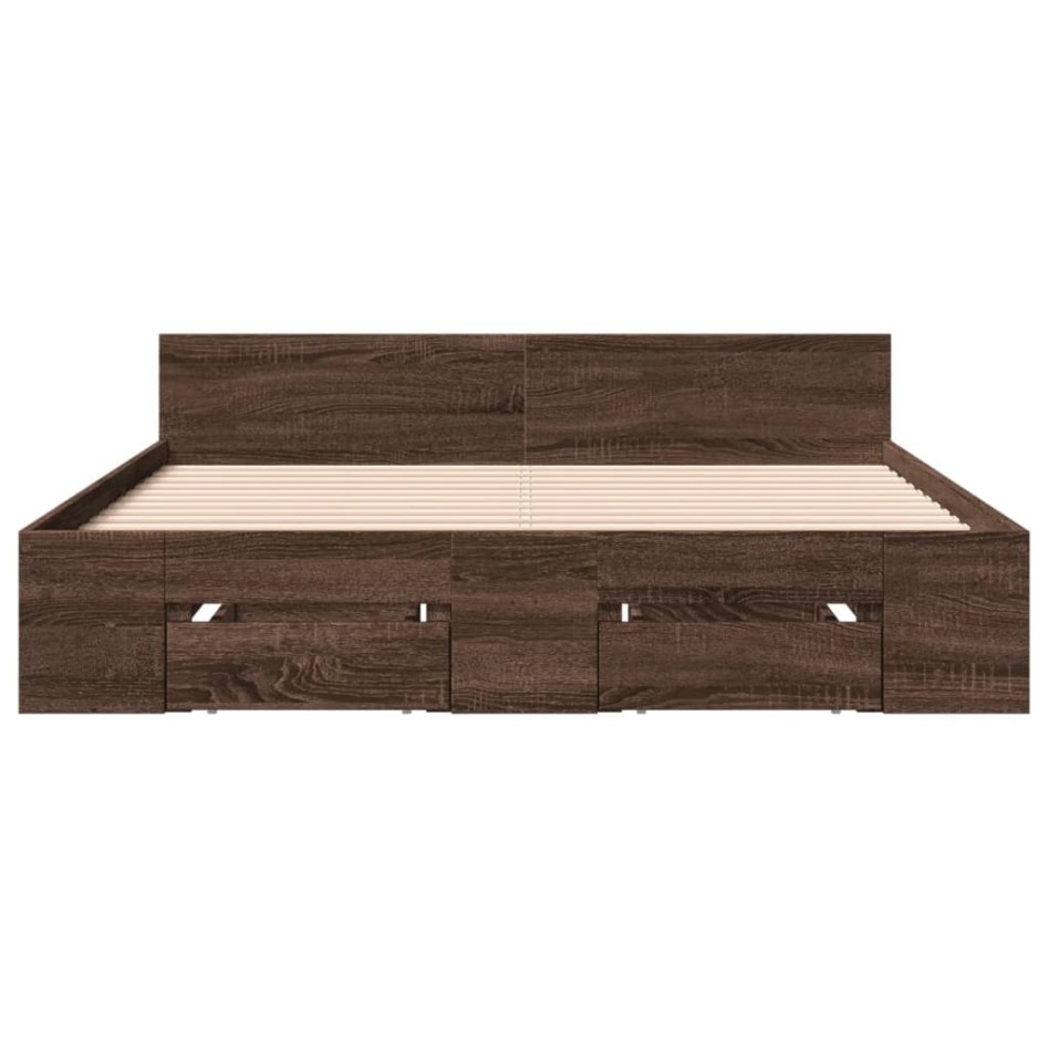 Cama con cajones madera de ingeniería marrón roble 120x200