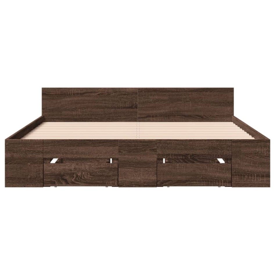 Cama con cajones madera de ingeniería marrón roble 135x190