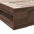 Cama con cajón madera de ingeniería marrón roble 100x200