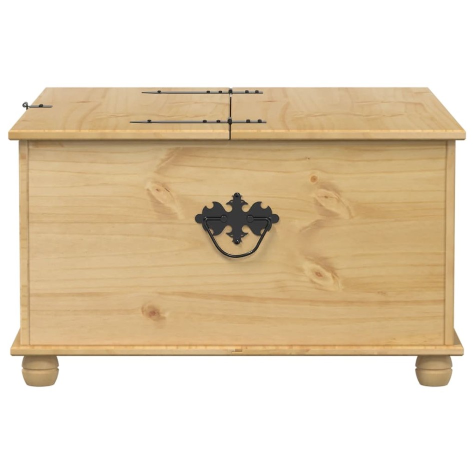 Caja de almacenaje Corona madera maciza de pino 90x78x45