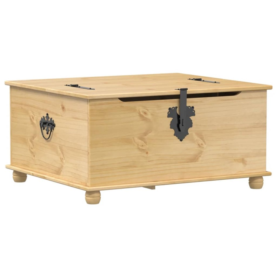 Caja de almacenaje Corona madera maciza de pino 90x78x45