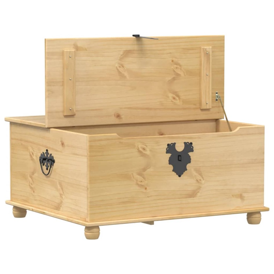 Caja de almacenaje Corona madera maciza de pino 90x78x45