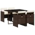 Set comedor de jardín 5 piezas y cojines ratán sintético