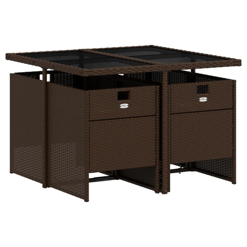 Set comedor de jardín 5 piezas y cojines ratán sintético