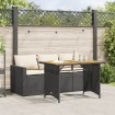 Set comedor de jardín 2 pzas con cojines ratán sintético negro