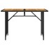 Mesa de jardín superficie de madera ratán PE negro 110x68x70