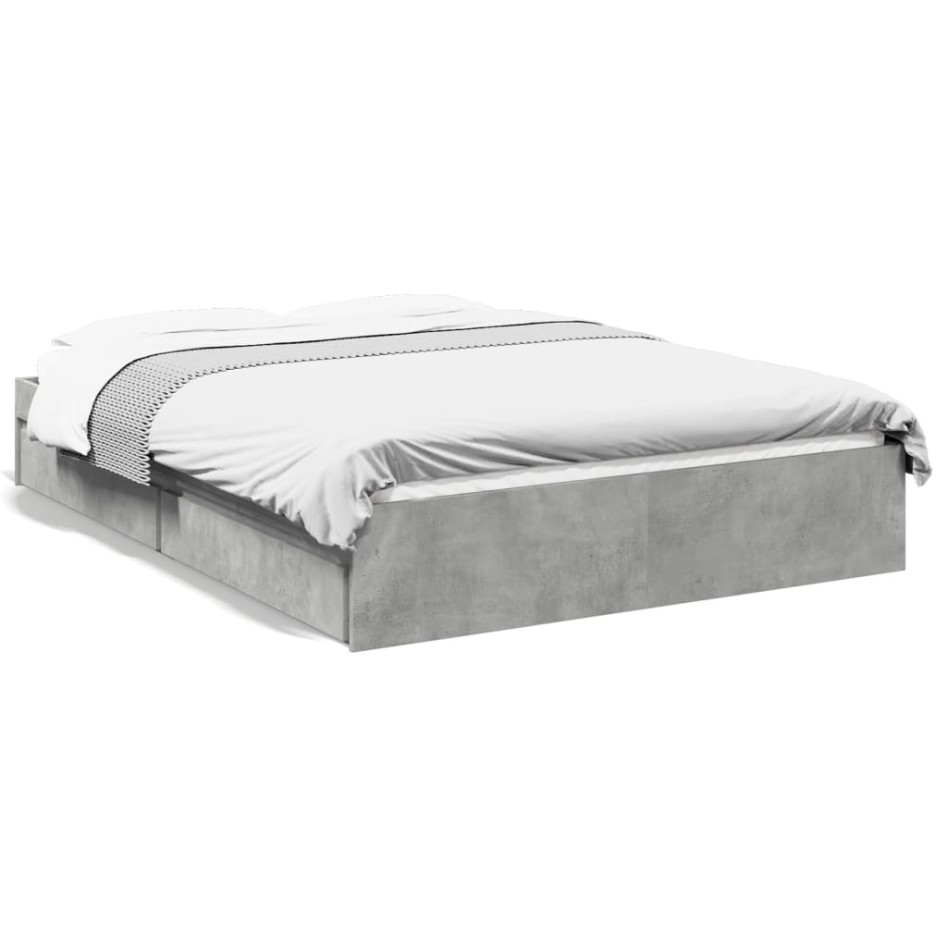 Cama con cajones madera de ingeniería gris hormigón 120x190