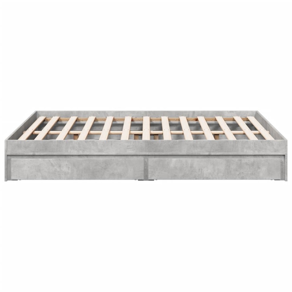 Cama con cajones madera de ingeniería gris hormigón 120x190
