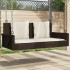 Banco columpio con cojines ratán sintético marrón 119x56x48