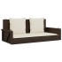 Banco columpio con cojines ratán sintético marrón 119x56x48