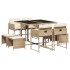 Set comedor de jardín 9 pzas con cojines ratán sintético