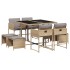 Set comedor de jardín 9 pzas con cojines ratán sintético