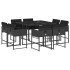 Set de comedor de jardín 9 pzas y cojines ratán sintético
