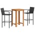 Mesa y taburetes de jardín 3 pzas madera acacia ratán PE