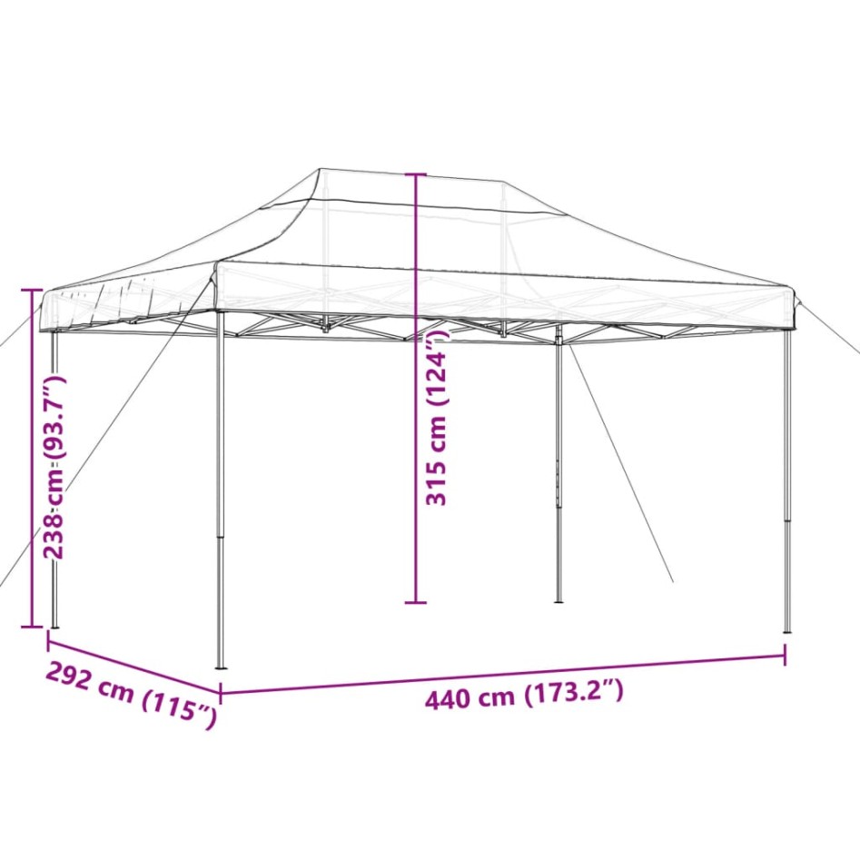 Tienda de fiesta plegable Pop-Up beige 440x292x315