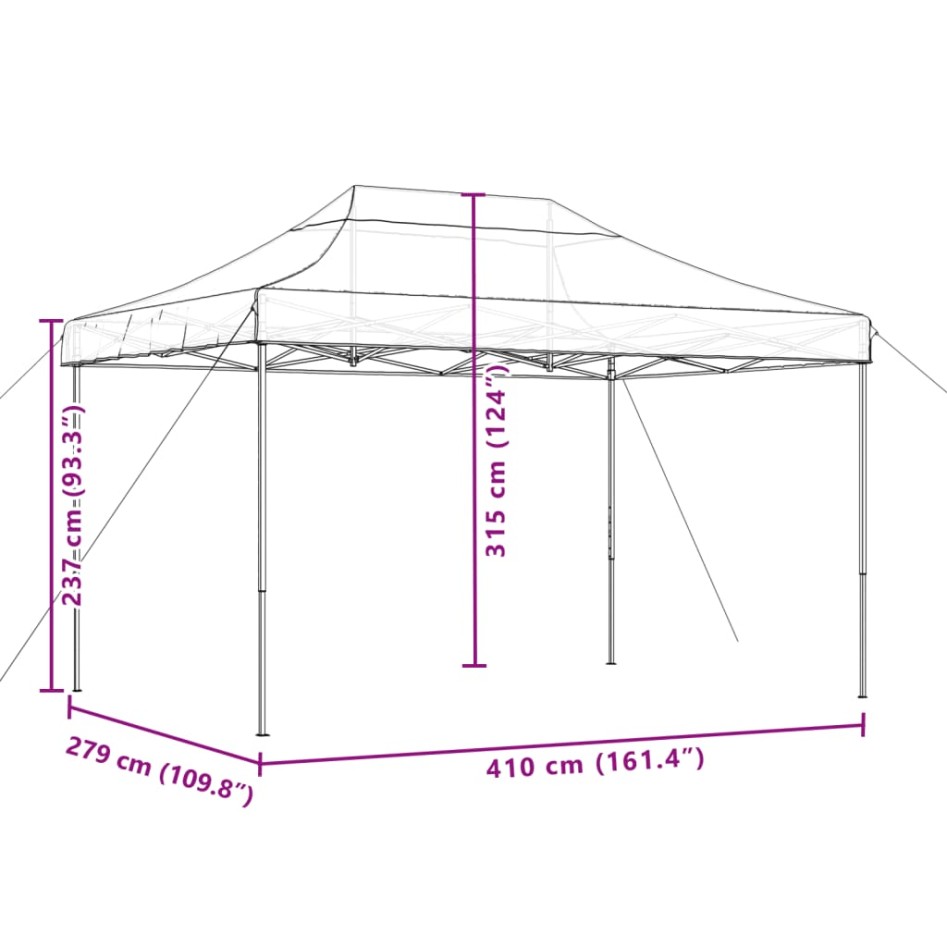 Tienda de fiesta plegable Pop-Up terracota 410x279x315