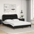 Cama con colchón cuero sintético negro y blanco 120x200