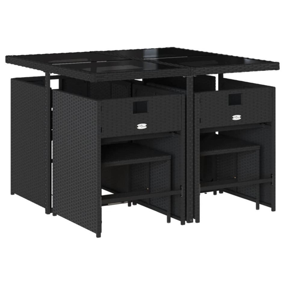 Set de comedor de jardín 9 pzas y cojines ratán sintético