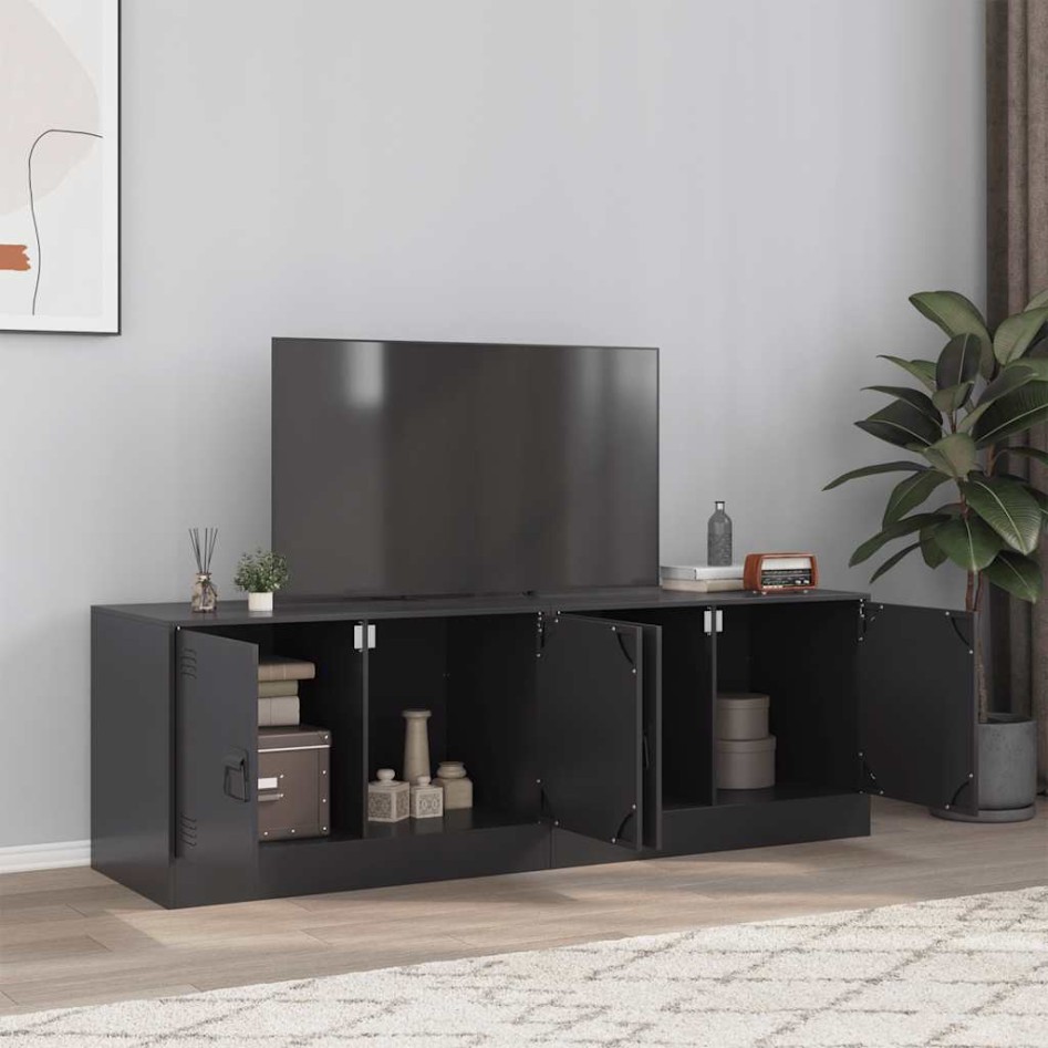 Muebles para TV 2 unidades acero negro 67x39x44