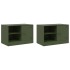 Muebles para TV 2 unidades acero verde oliva 67x39x44