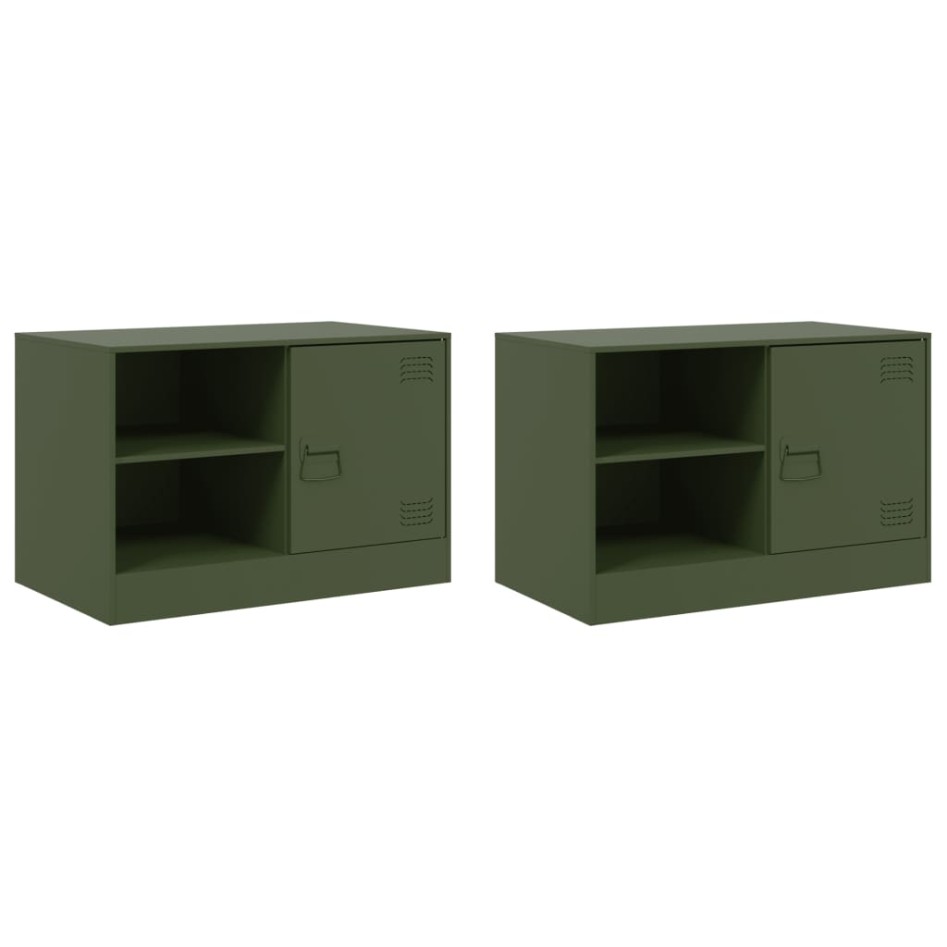 Muebles para TV 2 unidades acero verde oliva 67x39x44