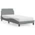Cama con colchón tela gris claro 80x200
