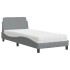 Cama con colchón tela gris claro 80x200