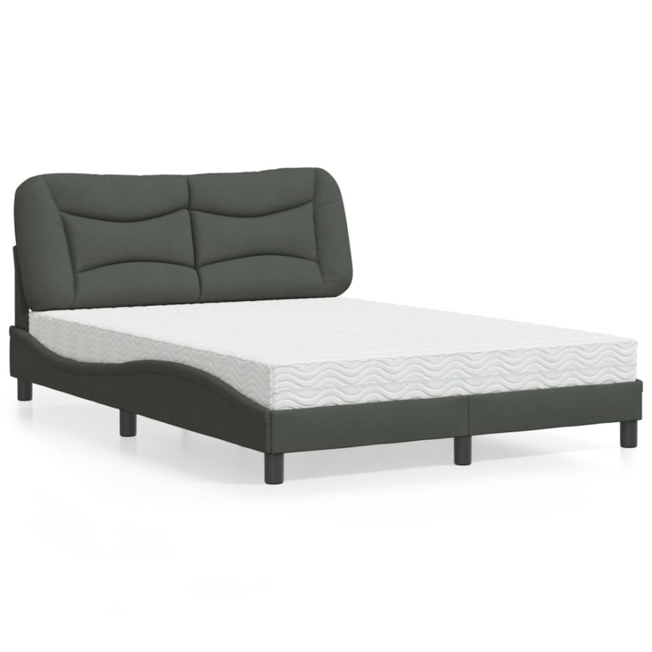 Cama con colchón tela gris oscuro 140x190