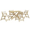 Juego de bistró plegable con cojines 5 pzas bambú blanco crema