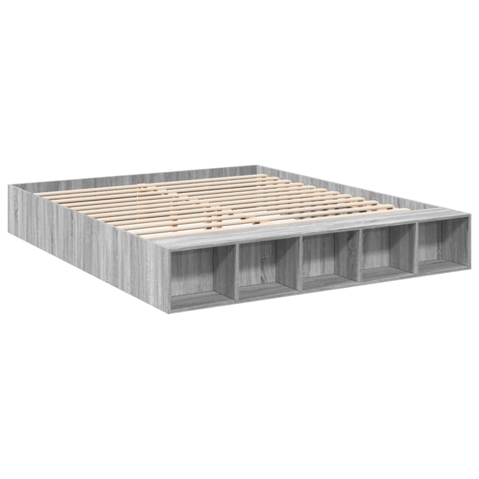 Estructura de cama madera de ingeniería gris Sonoma 200x200