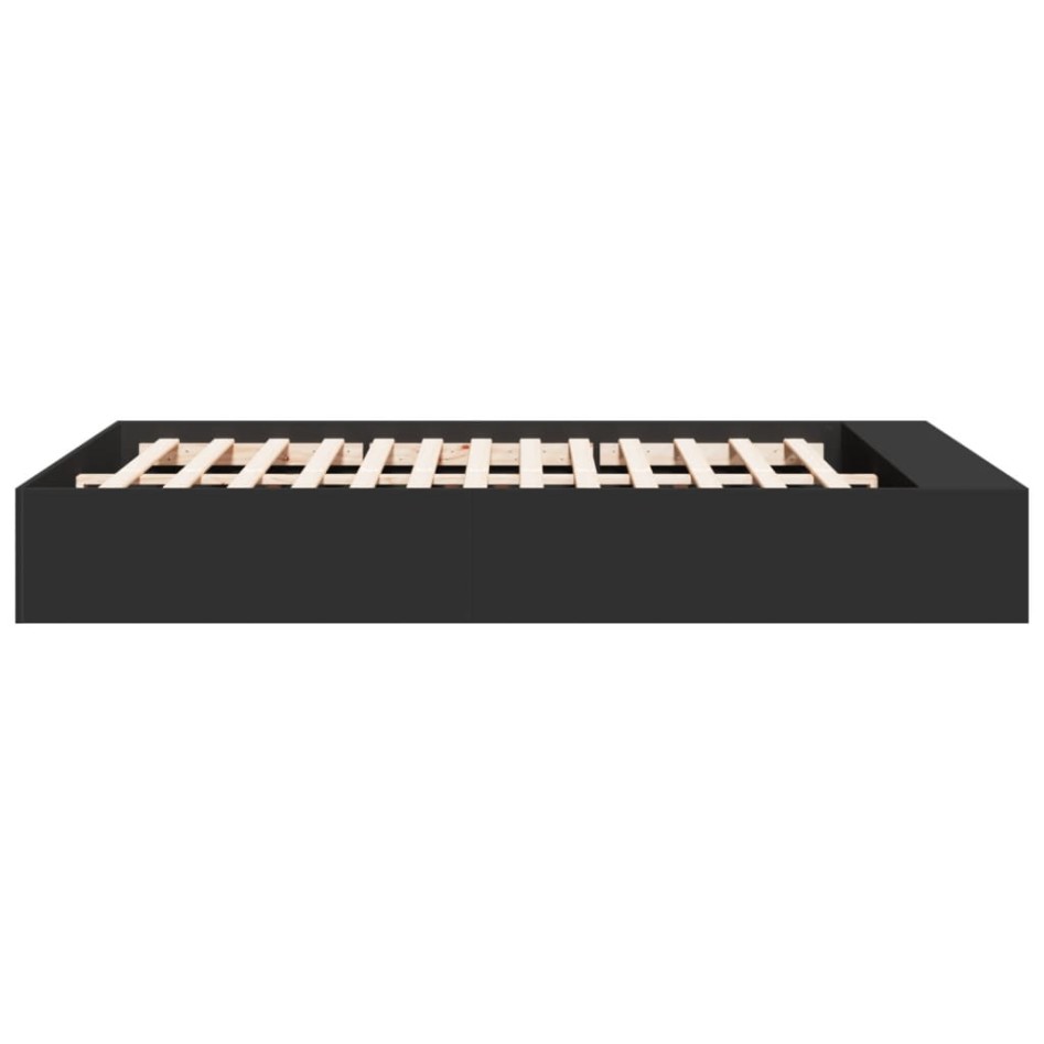 Estructura de cama madera de ingeniería negra 150x200