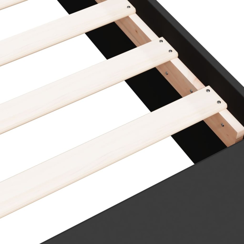 Estructura de cama madera de ingeniería negra 150x200